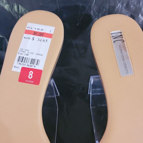 INC International Concepts Pearl Zina Pearl Gold Sz8 Slides Shiny NIB - Picture 3 of 11